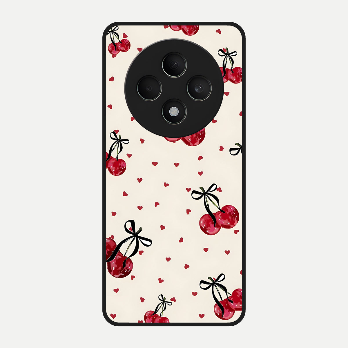  Cherry Heart Bow Glass Case For Oppo F27 5G back cover – full design glossy printed glass finish