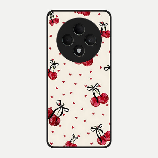  Cherry Heart Bow Glass Case For Oppo F27 5G back cover – full design glossy printed glass finish