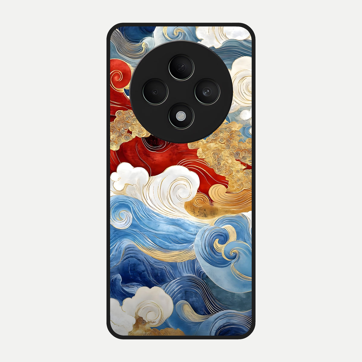  Colored Waves Glass Case For Oppo F27 5G back cover – full design glossy printed glass finish
