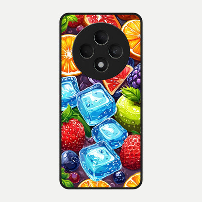  Colorful Fruits with Ice Glass Case For Oppo F27 5G back cover – full design glossy printed glass finish
