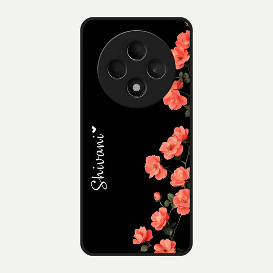  Crimson Bloom Grace Custom Name Glass Case For Oppo F27 5G back cover – full design glossy printed glass finish