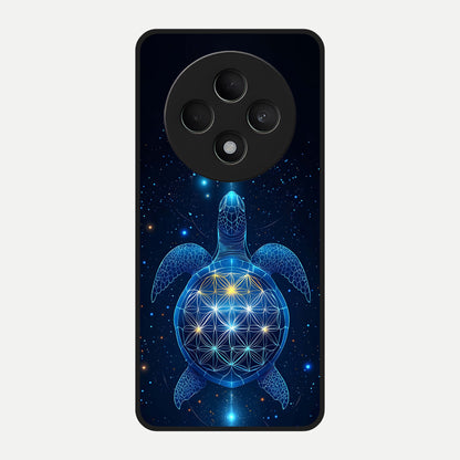  Crimson Blue Turtle Glass Case For Oppo F27 5G back cover – full design glossy printed glass finish