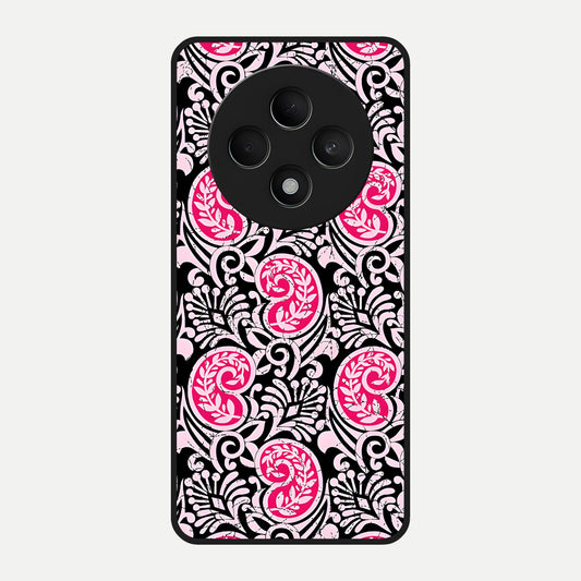  Crimson Paisley Charm Glass Case For Oppo F27 5G back cover – full design glossy printed glass finish
