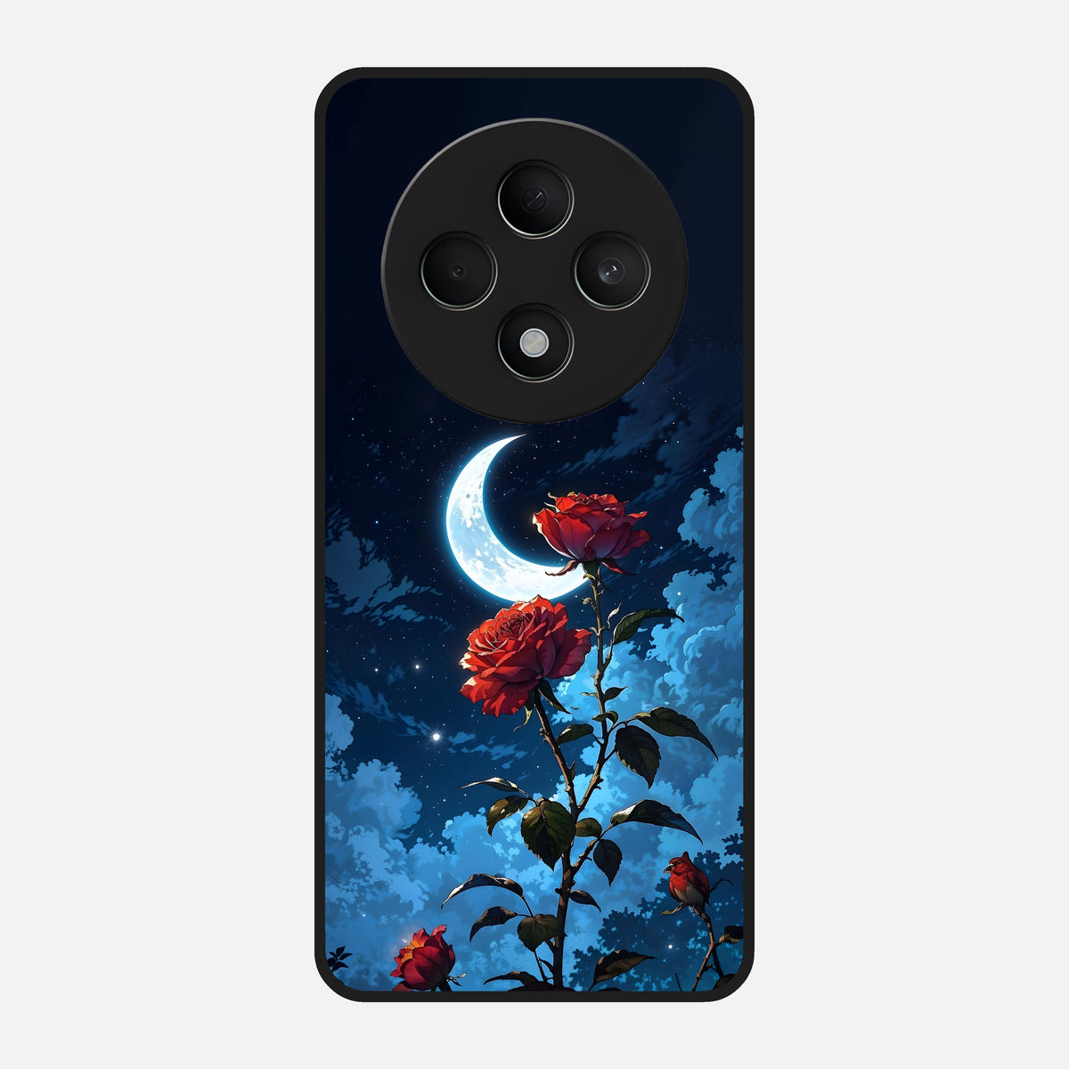  Crimson Rose Moon Glass Case For Oppo F27 5G back cover – full design glossy printed glass finish