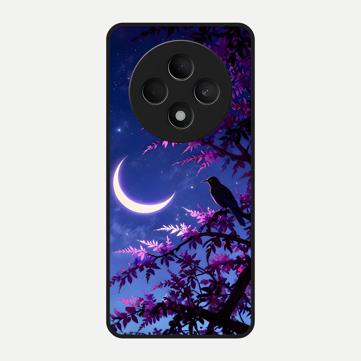  Crow And Moon Scenery Glass Case For Oppo F27 5G back cover – full design glossy printed glass finish