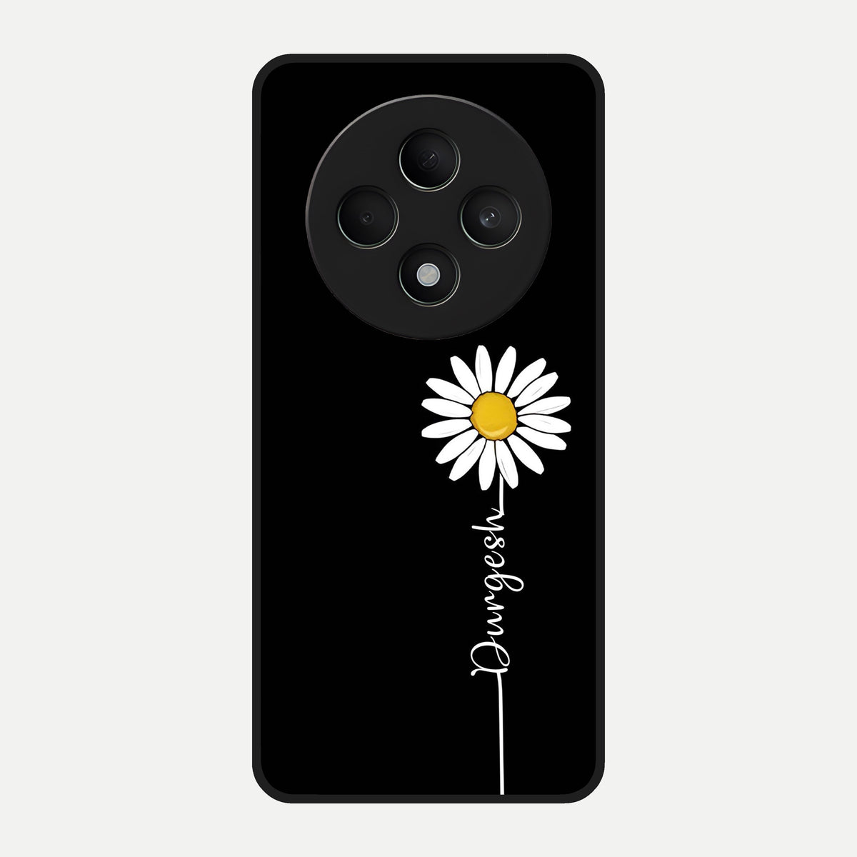  Custom Name White Flower Glass Case For Oppo F27 5G back cover – full design glossy printed glass finish