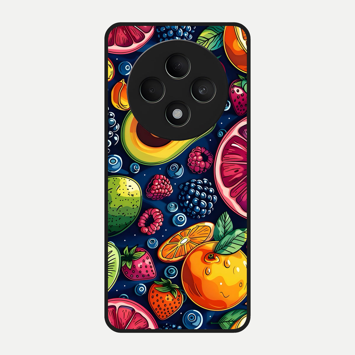  Cute Fruits Art Glass Case For Oppo F27 5G back cover – full design glossy printed glass finish