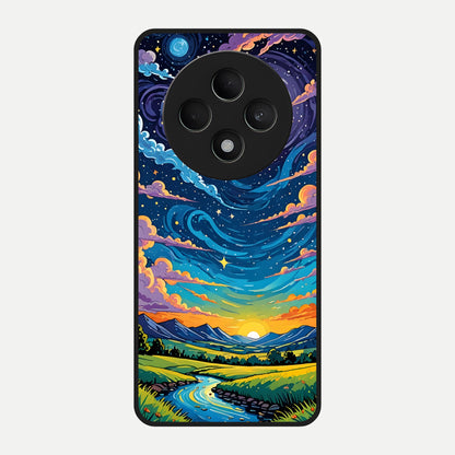  Dreamy Night Landscape Glass Case For Oppo F27 5G back cover – full design glossy printed glass finish