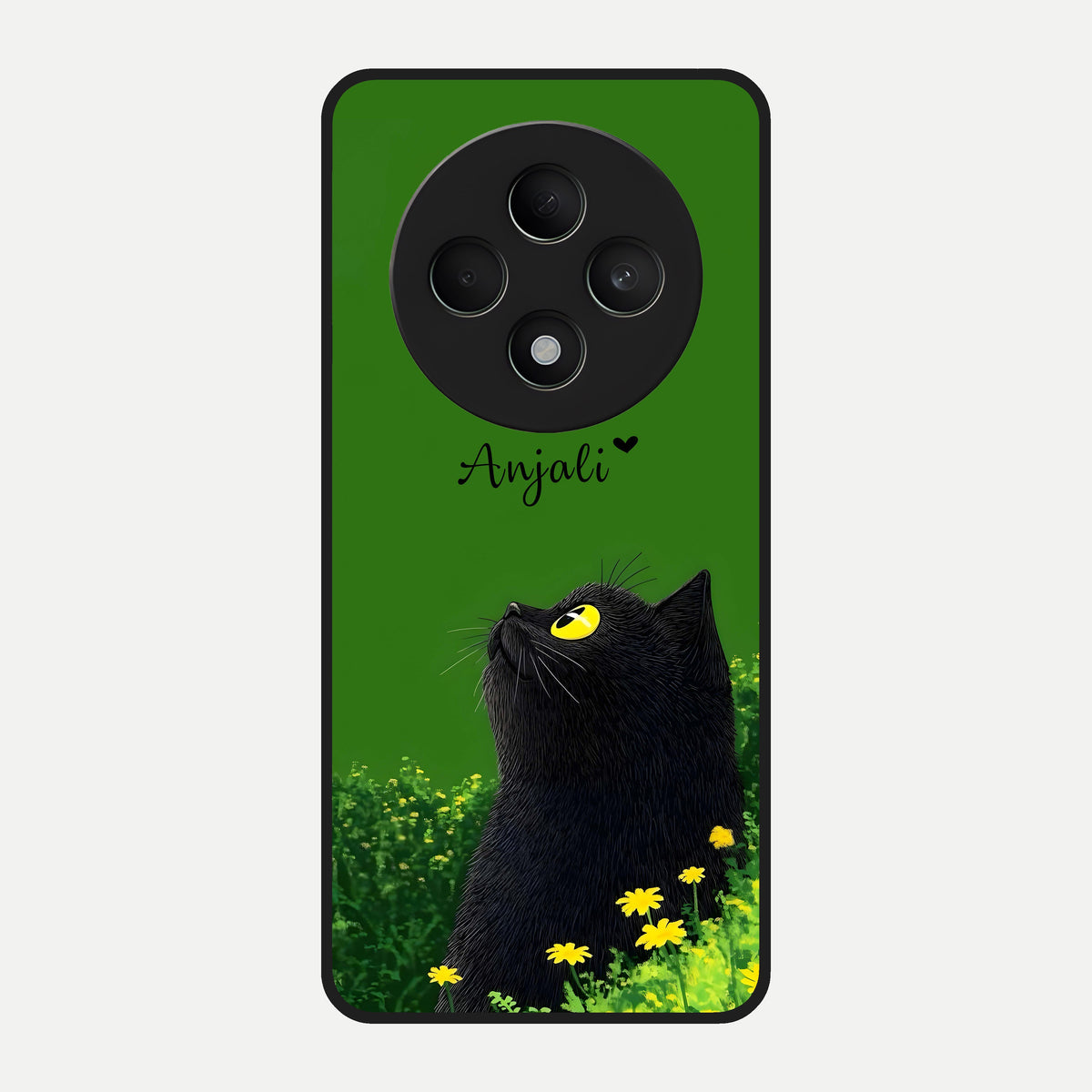  Emerald Cat Custom Name Glass Case For Oppo F27 5G back cover – full design glossy printed glass finish