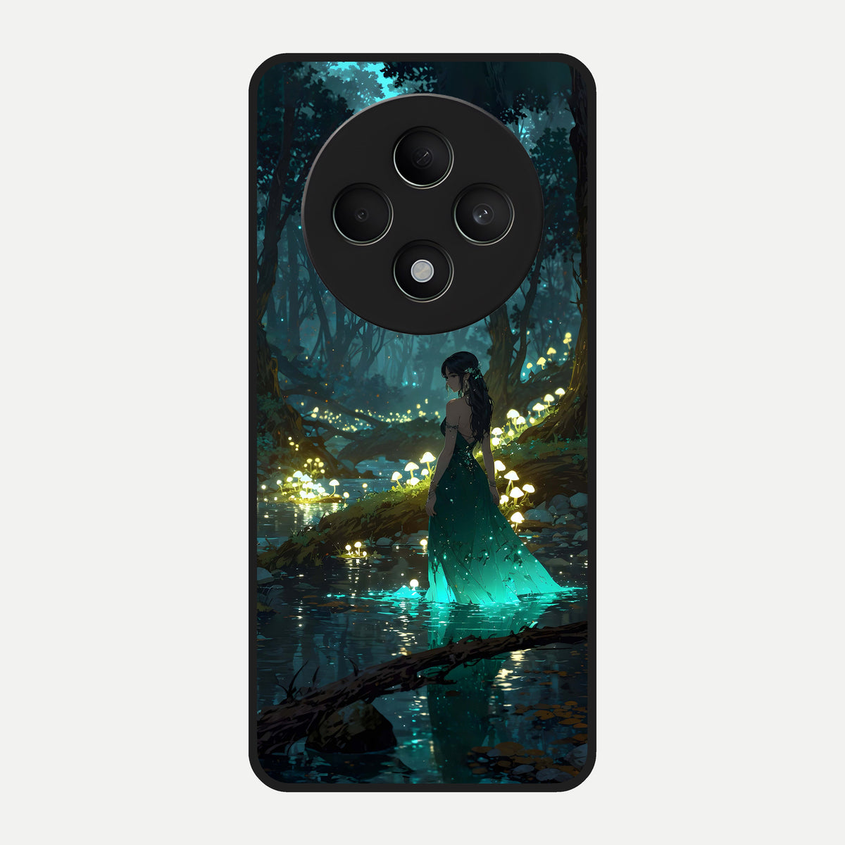  Enchanted Forest Glow Glass Case For Oppo F27 5G back cover – full design glossy printed glass finish