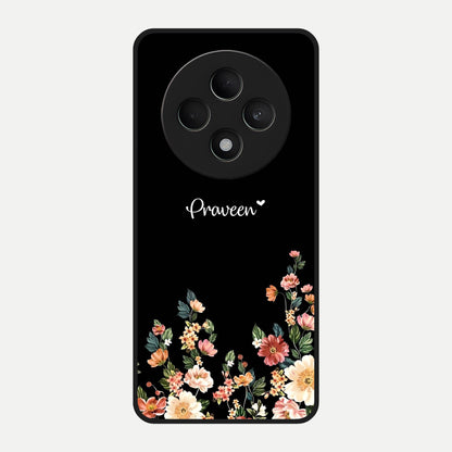  Floral Design Personalized Custom Name Glass Case For Oppo F27 5G back cover – full design glossy printed glass finish