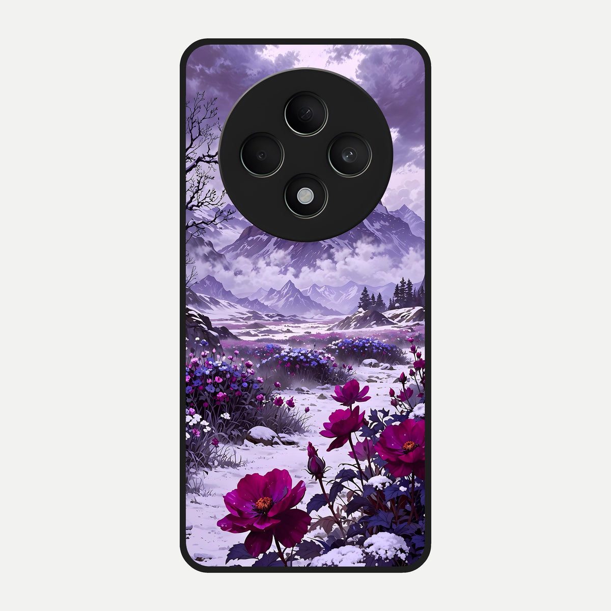  Flower Mountain View Glass Case For Oppo F27 5G back cover – full design glossy printed glass finish