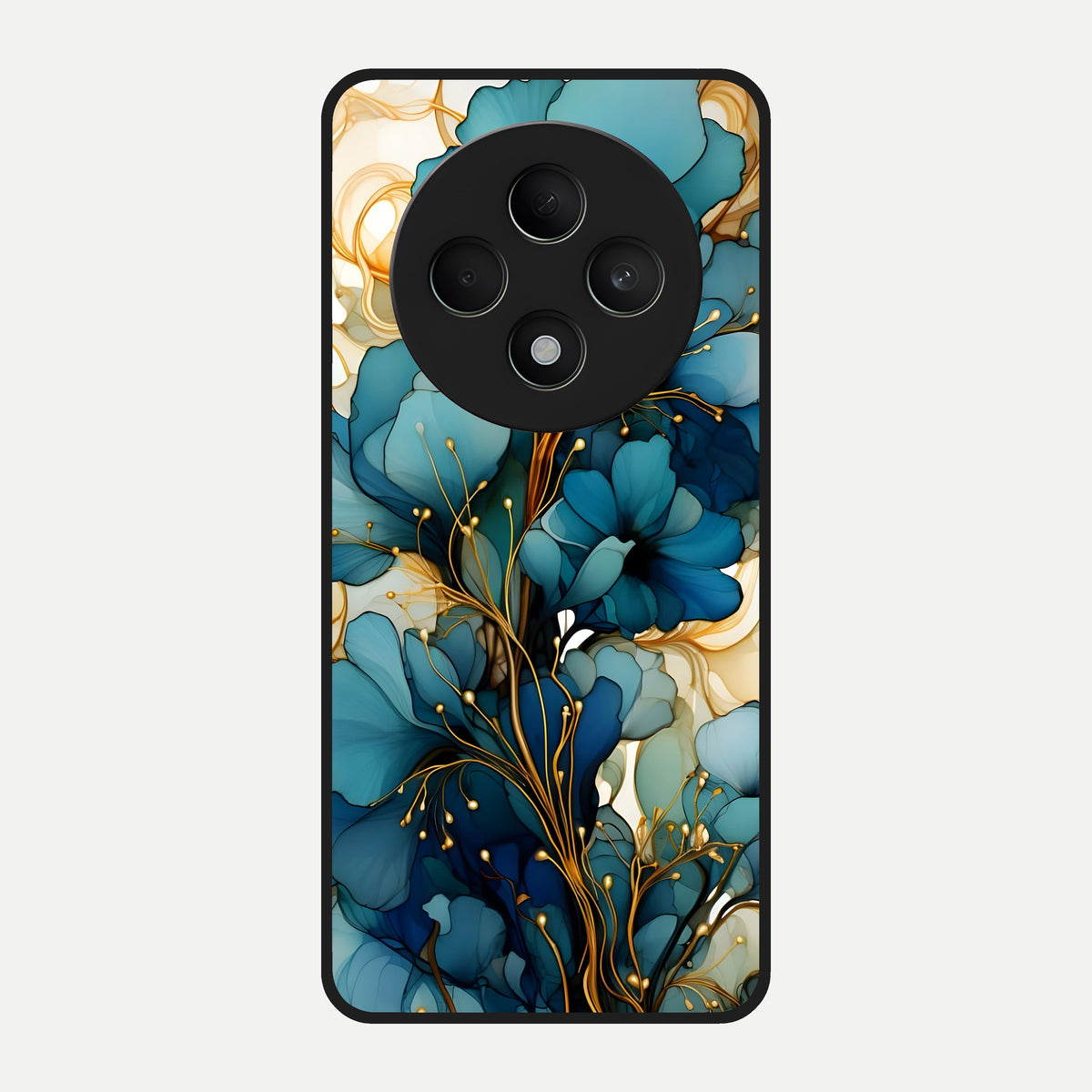  Golden Bloom Symphony Glass Case For Oppo F27 5G back cover – full design glossy printed glass finish