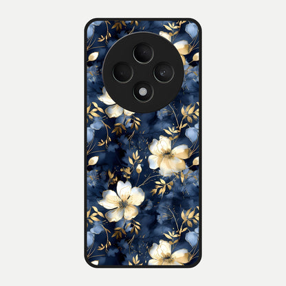  Golden Midnight Bloom Glass Case For Oppo F27 5G back cover – full design glossy printed glass finish