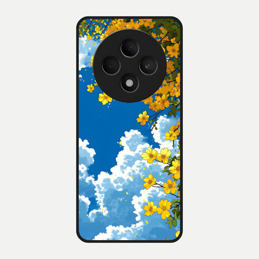  Golden Petal Sky Glass Case For Oppo F27 5G back cover – full design glossy printed glass finish