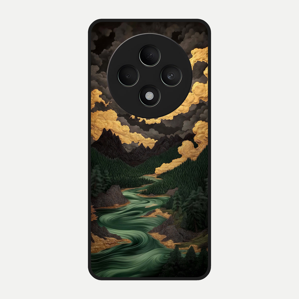  Golden River Moon Glass Case For Oppo F27 5G back cover – full design glossy printed glass finish