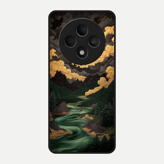  Golden River Moon Glass Case For Oppo F27 5G back cover – full design glossy printed glass finish
