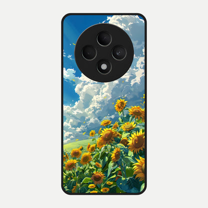  Golden Sun Glory Glass Case For Oppo F27 5G back cover – full design glossy printed glass finish