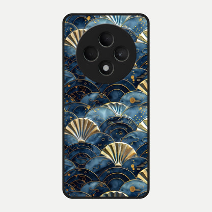  Golden Wave Luxe Glass Case For Oppo F27 5G back cover – full design glossy printed glass finish