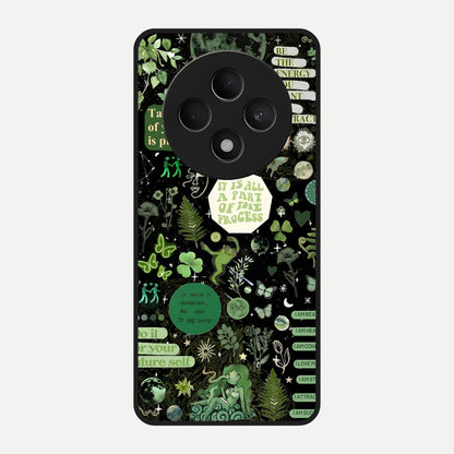  Green Mandala Pattern Glass Case For Oppo F27 5G back cover – full design glossy printed glass finish
