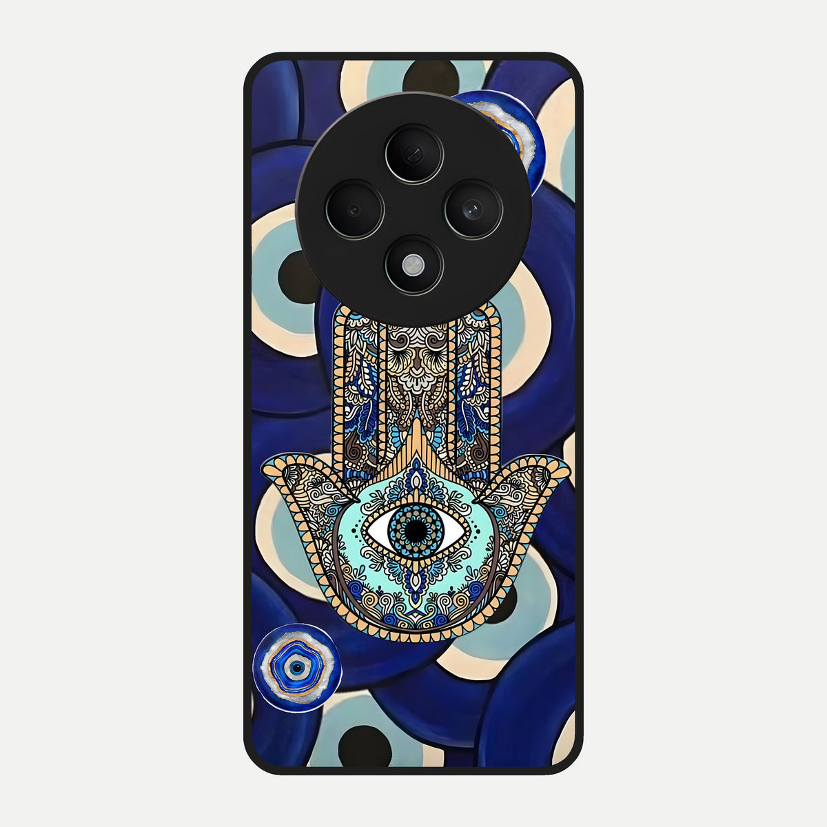  Hamsa Divine Guard Glass Case For Oppo F27 5G back cover – full design glossy printed glass finish