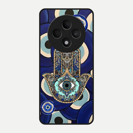  Hamsa Divine Guard Glass Case For Oppo F27 5G back cover – full design glossy printed glass finish