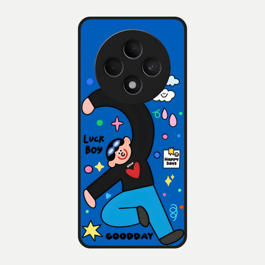  Happy Luck Vibe Glass Case For Oppo F27 5G back cover – full design glossy printed glass finish