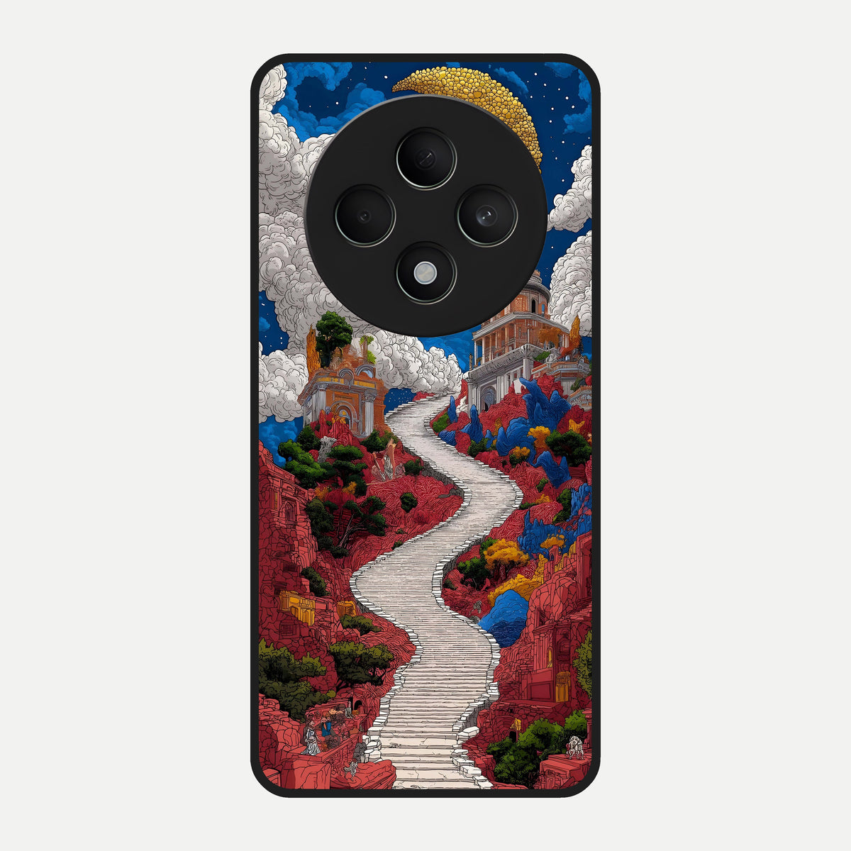  Heavenly Moon Path Glass Case For Oppo F27 5G back cover – full design glossy printed glass finish