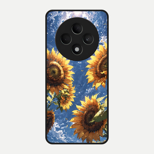  Heavenly Sunflower Rise Glass Case For Oppo F27 5G back cover – full design glossy printed glass finish