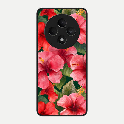  Hibiscus Pattern Glass Case For Oppo F27 5G back cover – full design glossy printed glass finish