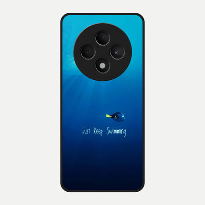  Just Keep Swimming Glass Case For Oppo F27 5G back cover – full design glossy printed glass finish