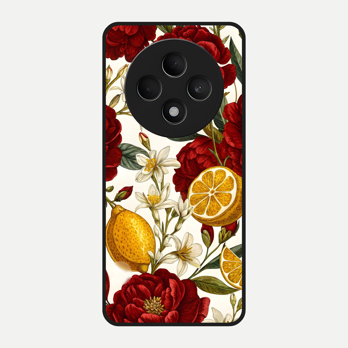  Lemon Rose Charm Glass Case For Oppo F27 5G back cover – full design glossy printed glass finish