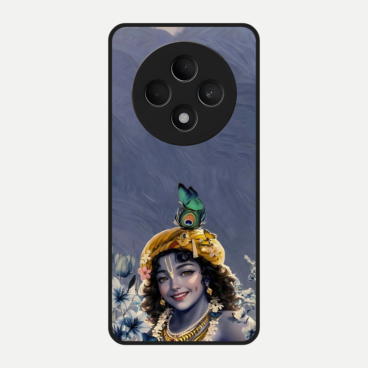  Lord Krishna Glass Case For Oppo F27 5G back cover – full design glossy printed glass finish