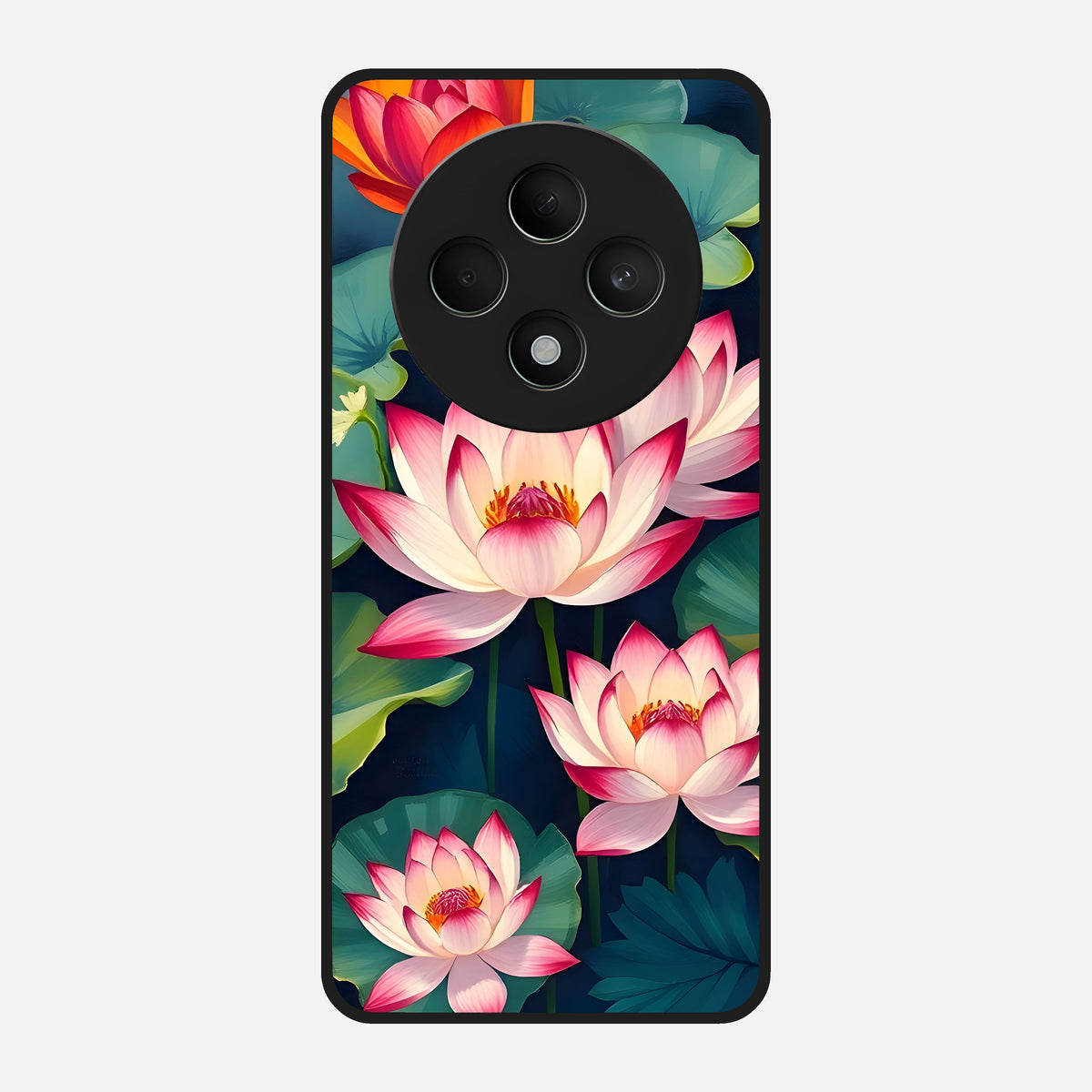  Lotus Dream Serenity Glass Case For Oppo F27 5G back cover – full design glossy printed glass finish