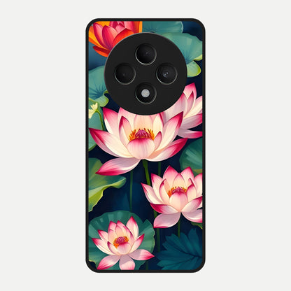  Lotus Dream Serenity Glass Case For Oppo F27 5G back cover – full design glossy printed glass finish