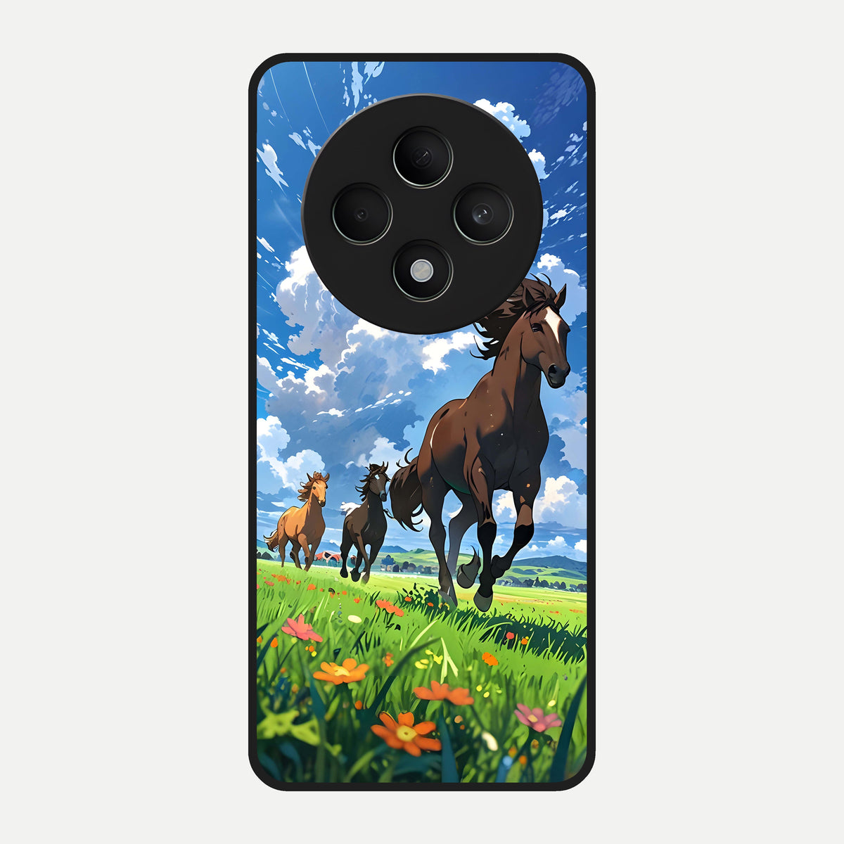  Majestic Horses Galloping Glass Case For Oppo F27 5G back cover – full design glossy printed glass finish