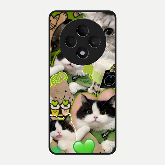 Matcha Cats Mood Glass Case For Oppo F27 5G back cover – full design glossy printed glass finish