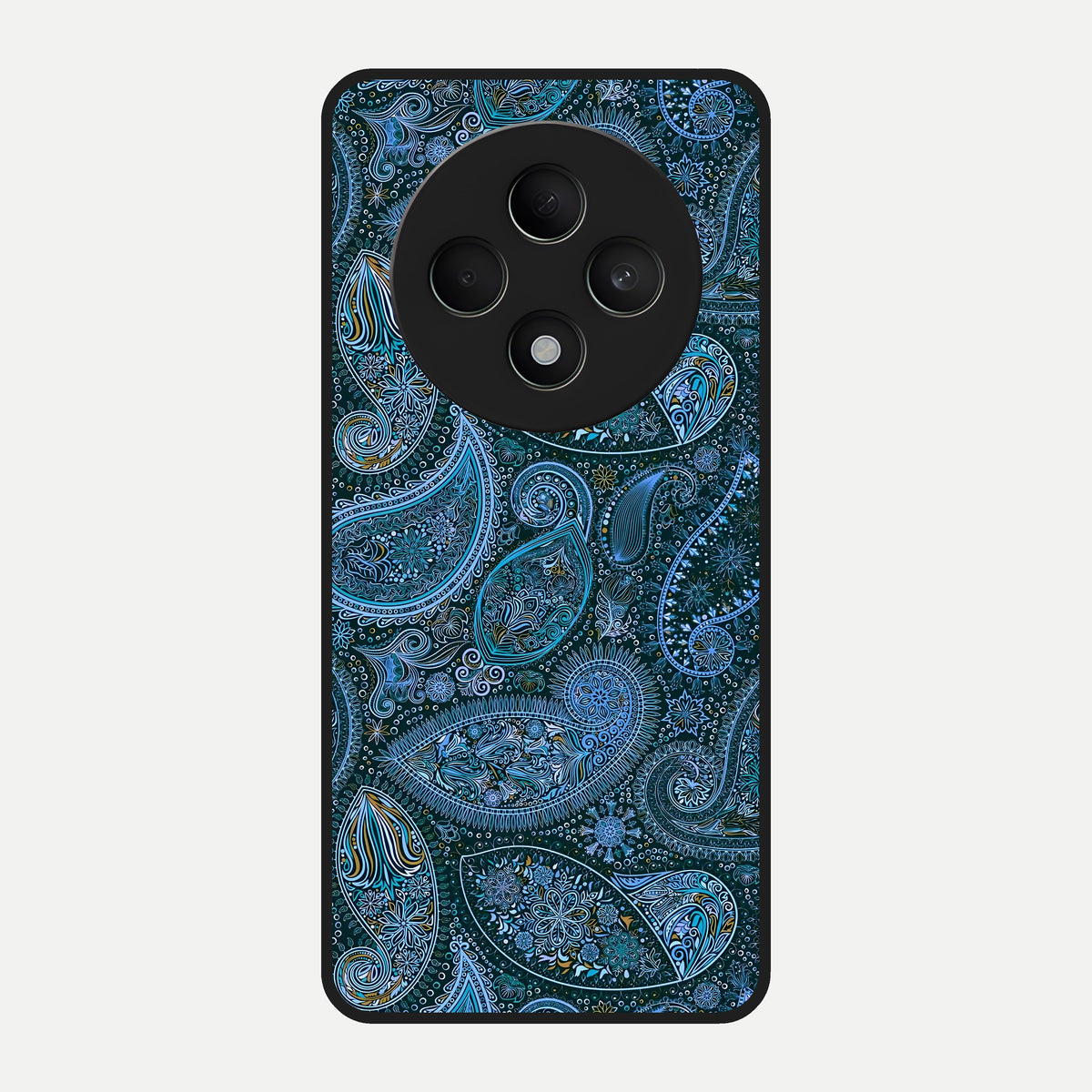  Midnight Paisley Glow Glass Case For Oppo F27 5G back cover – full design glossy printed glass finish