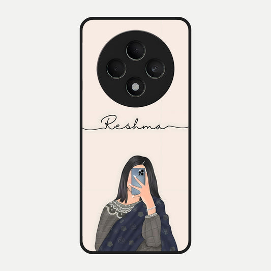  Mirror Mood Muse With Custom Name Glass Case For Oppo F27 5G back cover – full design glossy printed glass finish