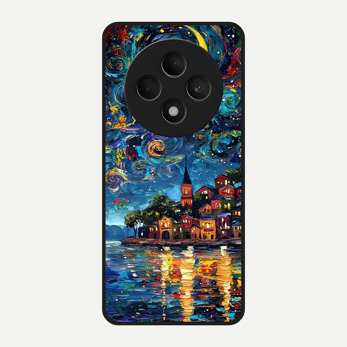  Moonlight Harbor Glow Glass Case For Oppo F27 5G back cover – full design glossy printed glass finish