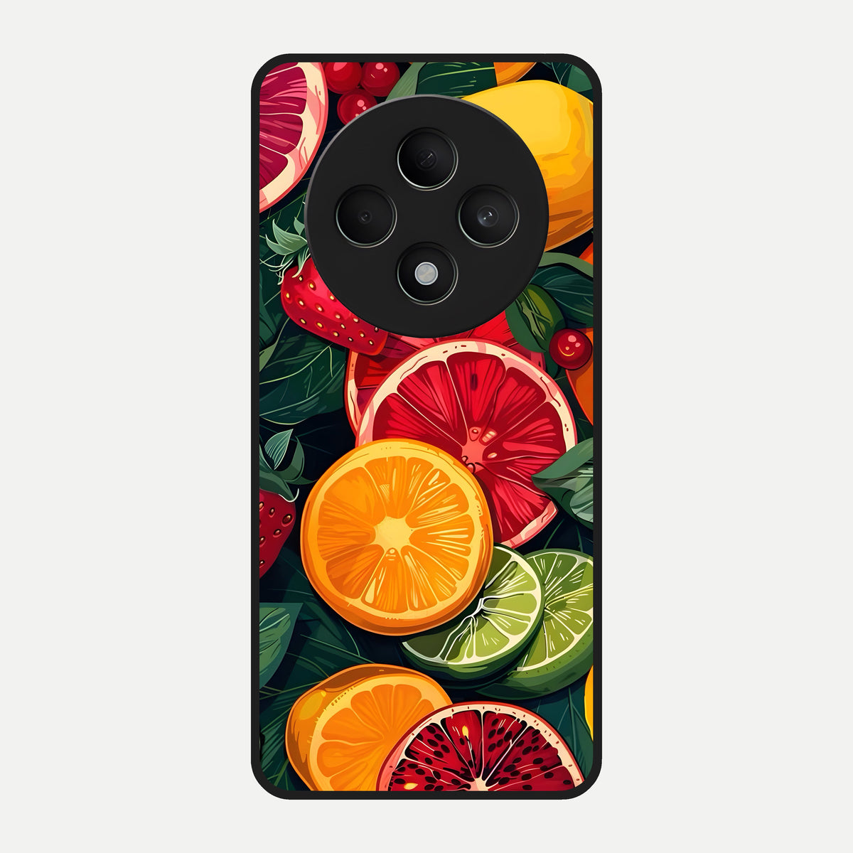  Multiple Fruits Glass Case For Oppo F27 5G back cover – full design glossy printed glass finish