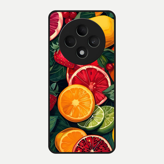  Multiple Fruits Glass Case For Oppo F27 5G back cover – full design glossy printed glass finish