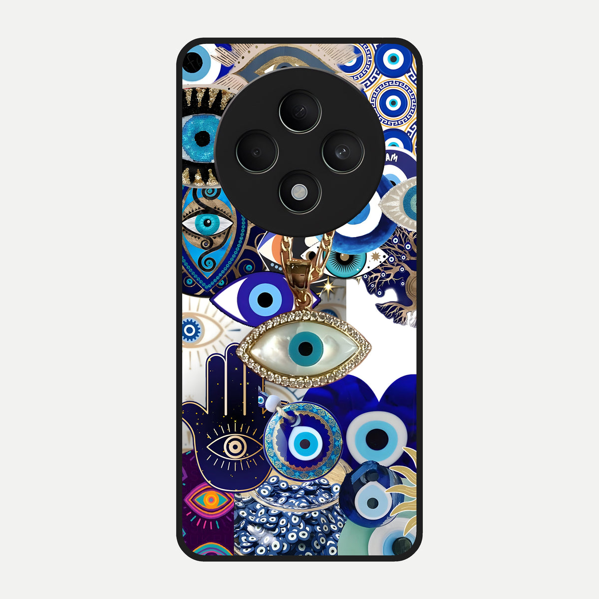  Mystic Charm Eye Glass Case For Oppo F27 5G back cover – full design glossy printed glass finish