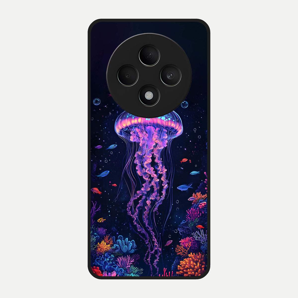  Neon Jellyfish Glass Case For Oppo F27 5G back cover – full design glossy printed glass finish