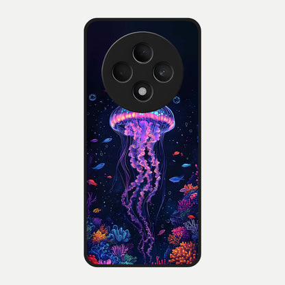  Neon Jellyfish Glass Case For Oppo F27 5G back cover – full design glossy printed glass finish