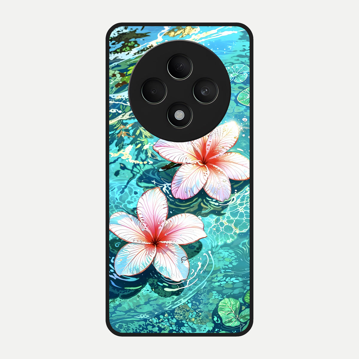  Pink Flowers in Water Glass Case For Oppo F27 5G back cover – full design glossy printed glass finish