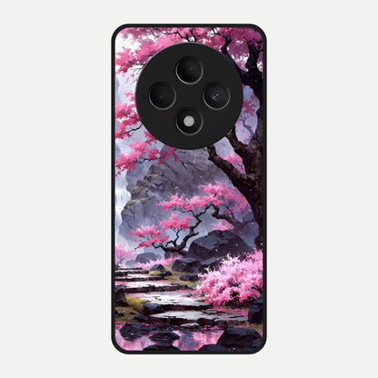  Pink Sunflower Glow Glass Case For Oppo F27 5G back cover – full design glossy printed glass finish