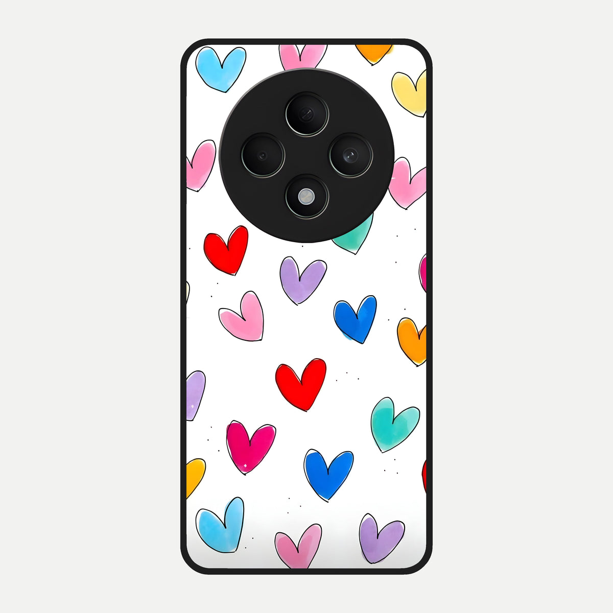  Playful Love Doodles Glass Case For Oppo F27 5G back cover – full design glossy printed glass finish