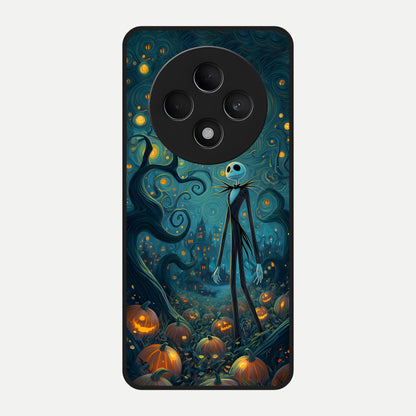  Pumpkin Moon Night Glass Case For Oppo F27 5G back cover – full design glossy printed glass finish