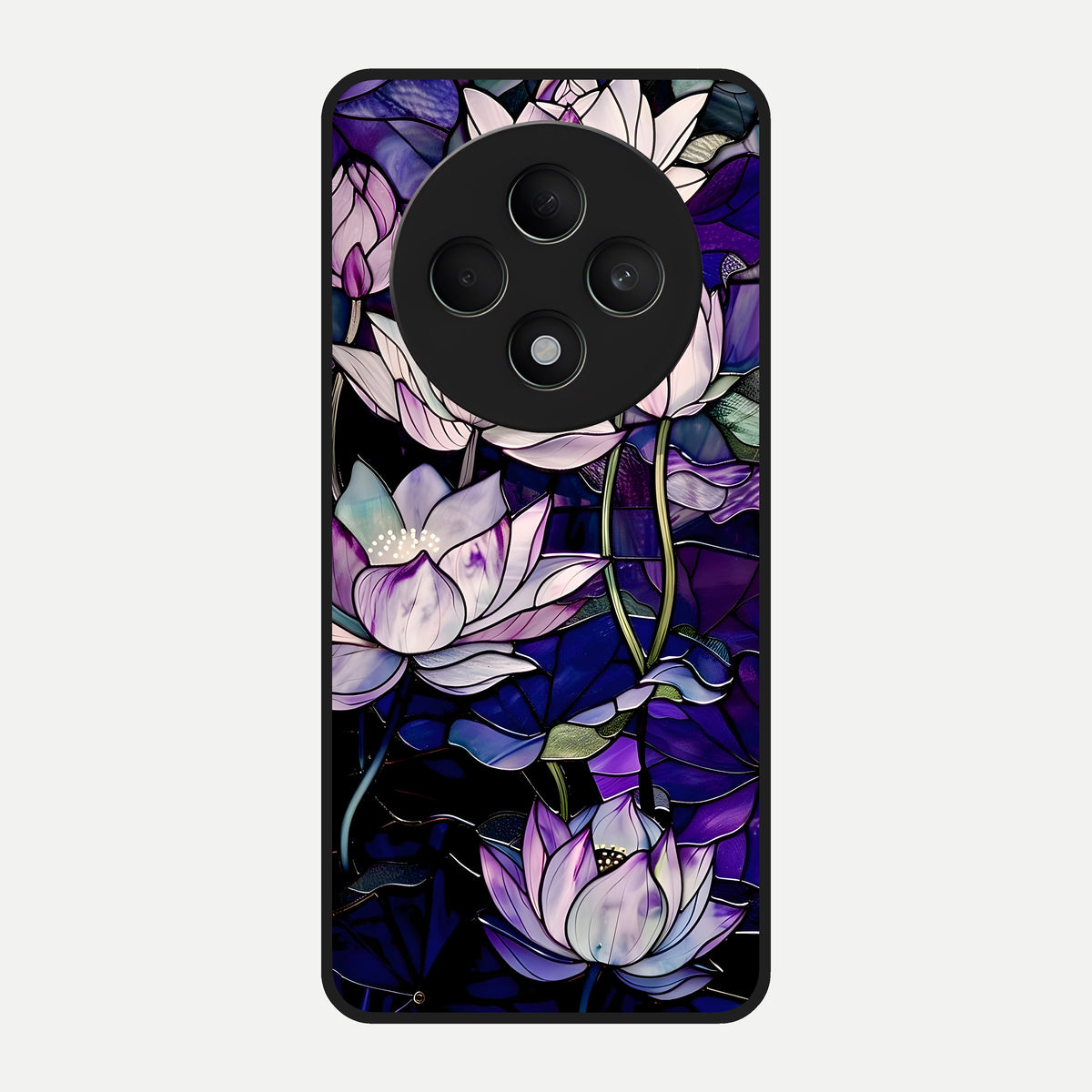  Purple Lotus Pattern Glass Case For Oppo F27 5G back cover – full design glossy printed glass finish